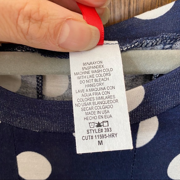 MOA COLLECTION Navy Blue Polka Dot Swing Dress Size M - Picture 4 of 6